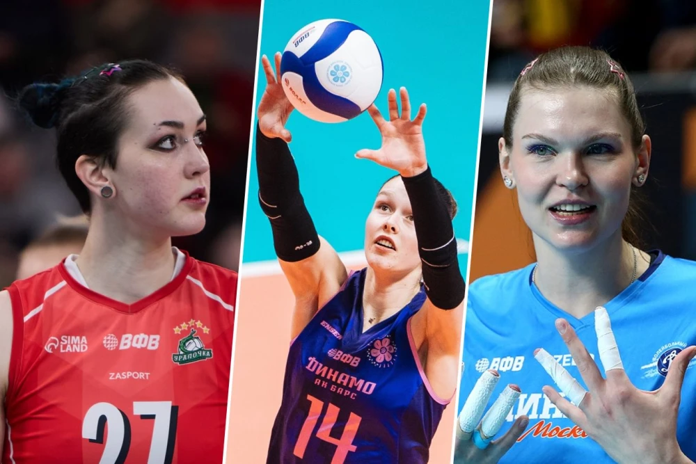 Три лучшие волейболистки 26-го тура женской Суперлиги: Екатерина Гатина из Динамо-Ак Барс, Оксана Швыдкая из Уралочки-НТМК, Елизавета Лукьянова из Динамо Москва.