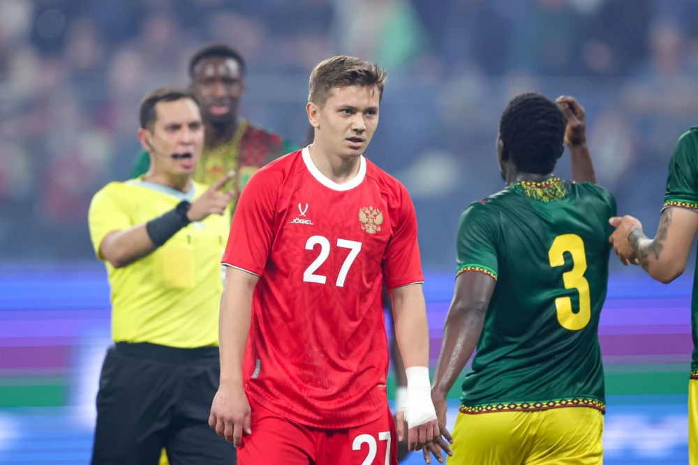 Игроки сборной России и Мали во время товарищеского футбольного матча 31 марта 2026 года